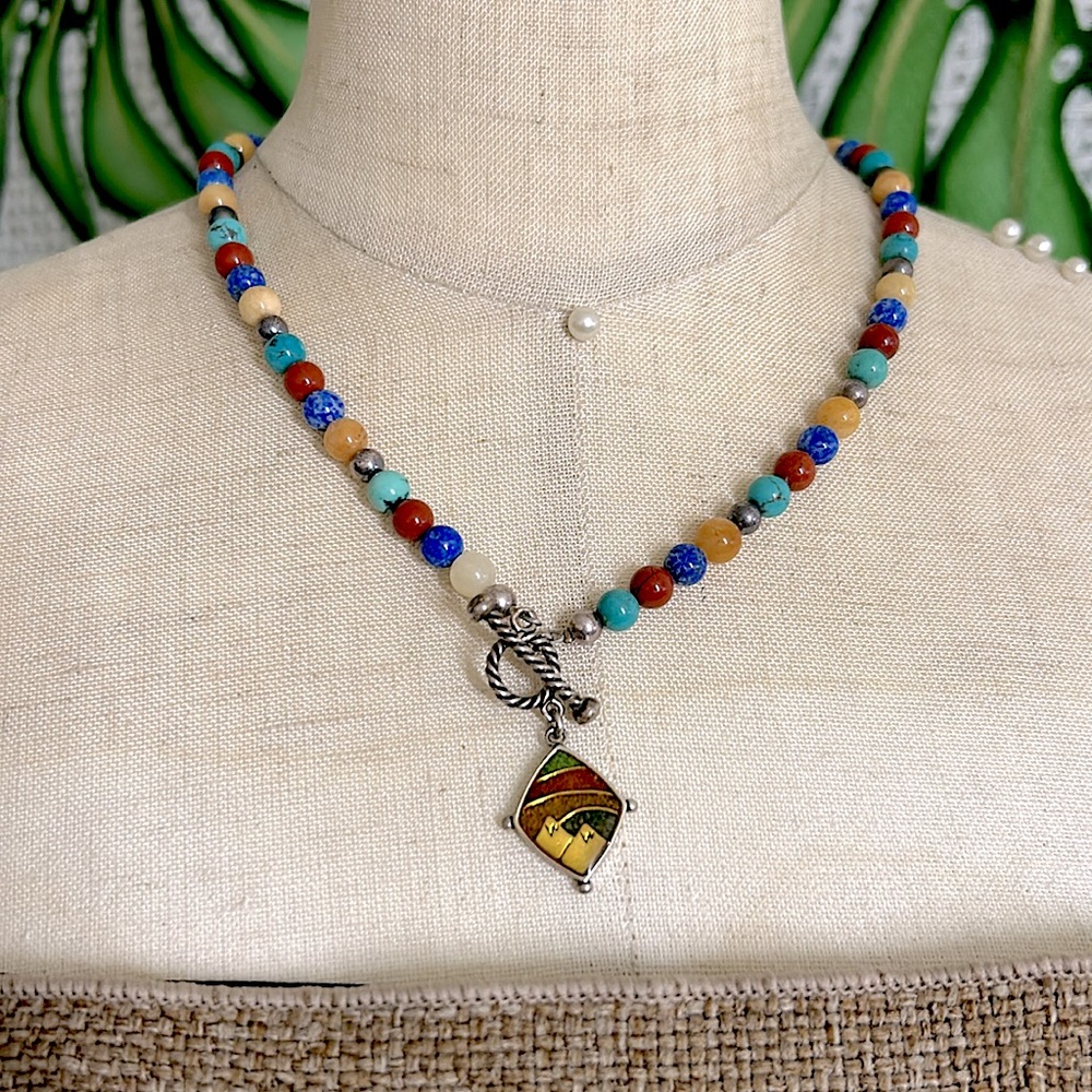 Caroline Pollack Multi-Gemstone Beaded Toggle Nec… - image 8